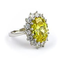 Big Oval Cut Citrine Sterling Silver Ring