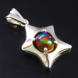 Natural Mexican Matrix Fire Black Opal Silver Pendant