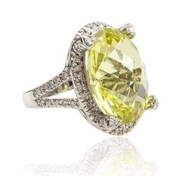 Beautiful Natural Yellow Citrine 14K White Gold Ring