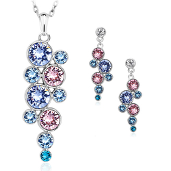 Pretty Swarovski Crystal Set With Pink And Blue Circles