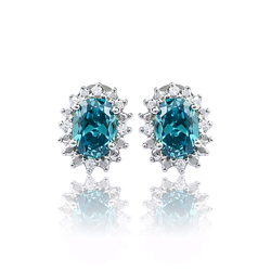 Alexandrite Oval Cut Framed Silver Earrings