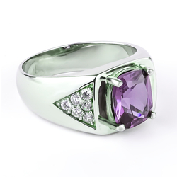 Alexandrite Purple to Bluish Color Change Sterling Silver Ring For Men