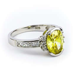 Oval Cut Yellow Citrine Silver Ring