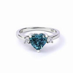 Heart Shape Cut Alexandrite and Cubic Zirconia Ring