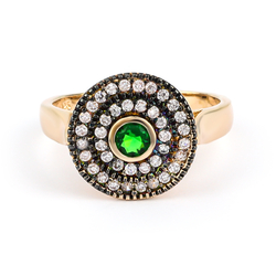 Emerald Sterling Silver Antique Finish Ring