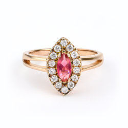 Marquise Cut Ruby Ring Sterling Silver With 14K Rose Gold Vermeil