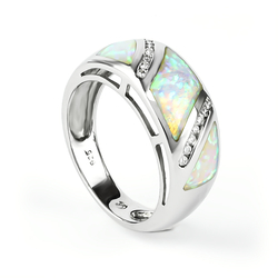 Australian White Opal Sterling Silver Ring