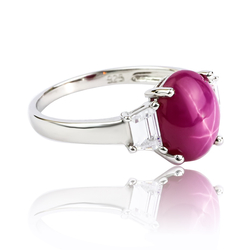 Oval Cut Cabuchon Setting Star Ruby Ring