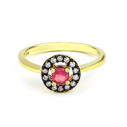Red Ruby Silver Ring Gold Plated