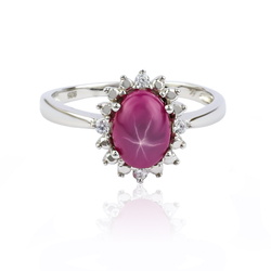 Cabuchon Star Ruby Sterling Silver Ring