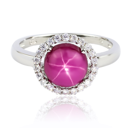 Round Cut Cabuchon Setting Star Ruby Ring