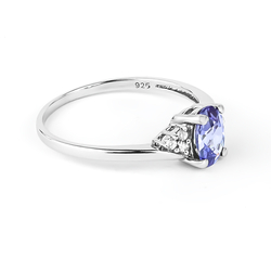 Solitaire Oval Cut Tanzanite Sterling Silver Ring