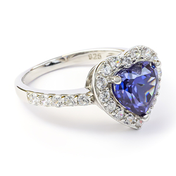 Heart Tanzanite Sterling Silver Ring