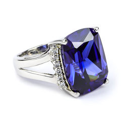 Very Big Tanzanite Silver Ring