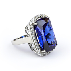 Big Tanzanite Sterling Silver Ring