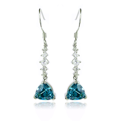 Silver Drop Earrings Trillion Cut Alexandrite