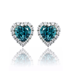 Alexandrite Heart Shape Sterling Silver Earrings
