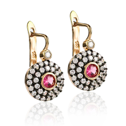 Round Cut Ruby Earrings Sterling Silver With 14K Rose Gold Vermeil