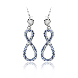 Silver Infinity Earrings with Tanzanite