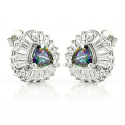 Mystic Topaz Earrings with Silver 925 Trillion Cut Stone