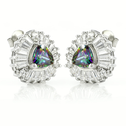 Mystic Topaz Earrings with Silver 925 Trillion Cut Stone