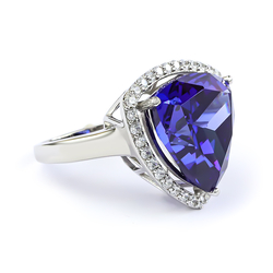 Huge Sterling Silver Trillion Cut Tanzanite Ring