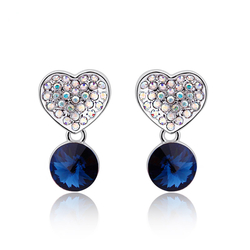 Blue Heart Swarovski Earrings