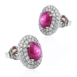 Star Ruby Sterling Silver Earrings 15 mm x 13 mm