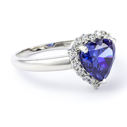 Tanzanite Sterling Silver Solitaire Ring Heart Shape
