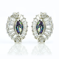 Mystic Topaz Silver Marquise Cut Stone Earrings