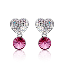 Pink Heart Swarovski Earrings