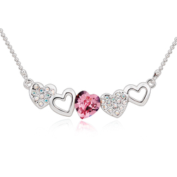 Beautiful Pink Swarovski Heart Necklace