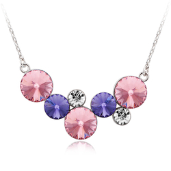 Pink Circles Swarovski Necklace