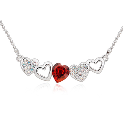 Beautiful Red Swarovski Heart Necklace