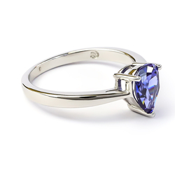 Solitaire Tanzanite Sterling Silver Ring