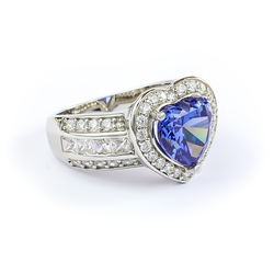 Sterling Silver Heart Shape Tanzanite Ring