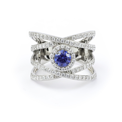 Beautiful Tanzanite Cocktail Ring with Sterling Silver