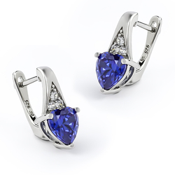 Tanzanite Heart Earrings With Leverbacks