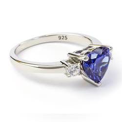 Tanzanite Heart Shape Cut Silver Ring