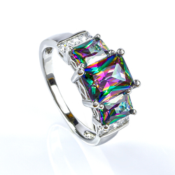 Mystic Topaz 3 Stone Ring