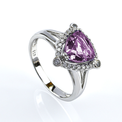 Trillion-Cut Alexandrite Sterling Silver Ring