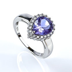 Color Changing Alexandrite and Simulated Diamond Ring