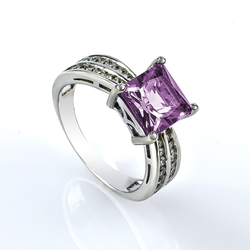 Alexandrite Silver Ring Princess Cut Stone