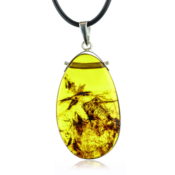 Sterling Silver Genuine Amber Necklace