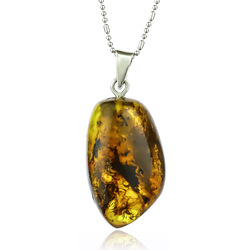 Natural Amber Pendant With Sterling Silver