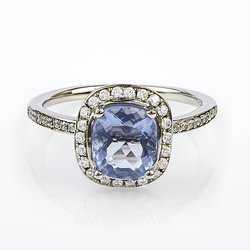 Alexandrite Stone MicroPave Silver Ring Blue to Purple Color Change