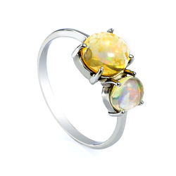 Genuine Mexican Fire Jelly Opal Gold Ring 14K