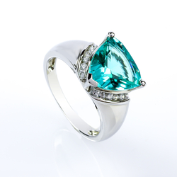 Paraiba Ring Big Trillion Cut Stone