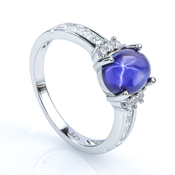 925 Sterling Silver Star Sapphire Ring