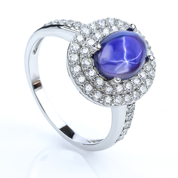 925 Sterling Silver Sparkling Star Sapphire Ring